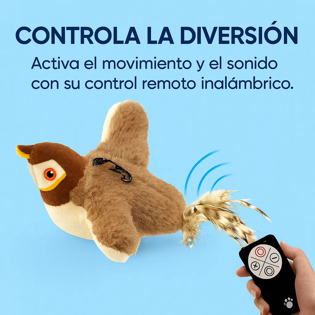 Juguete Gatos Pajaro Peluche Electrico Recargable Sonido