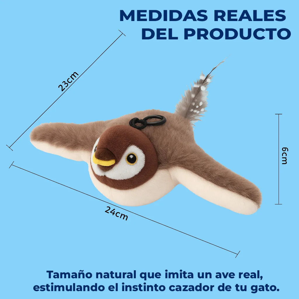 Juguete Gatos Pajaro Peluche Electrico Recargable Sonido