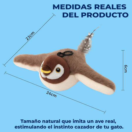 Juguete Gatos Pajaro Peluche Electrico Recargable Sonido
